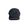 Washed cotton denim, artistic striped, eight-panel newsboy cap, unisex, British-style forward cap