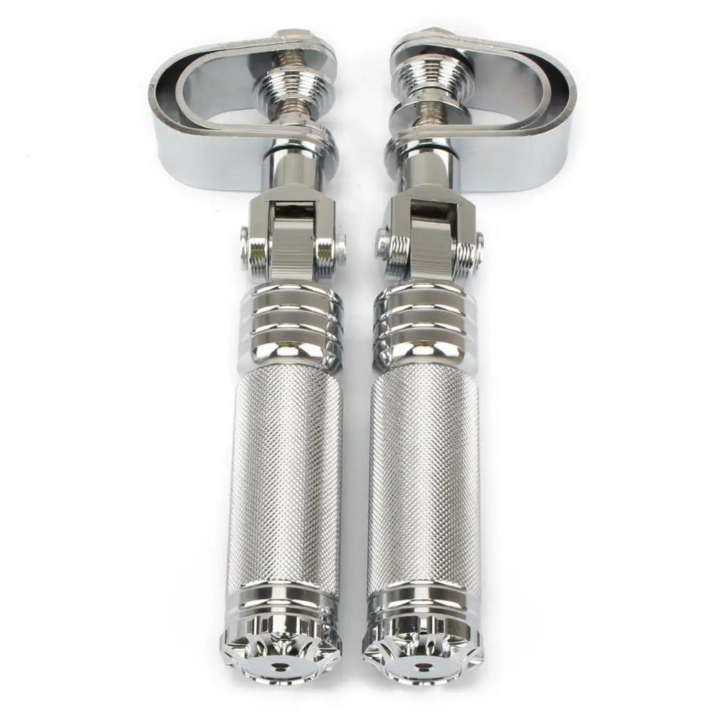 2pcs Universal 1-1 1/4" Motorcycle Highway Footpegs Footrest Clamp Engine Guard Crash Bar Kit for Harley Chopper Bobber Custom