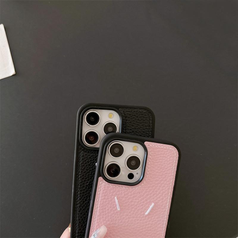 Luxury Embroidered Leather Textured Phone Case iPhone 16 15 14 13 12 11 Pro Max Drop Protection Simple Couple Designed for Both Genders