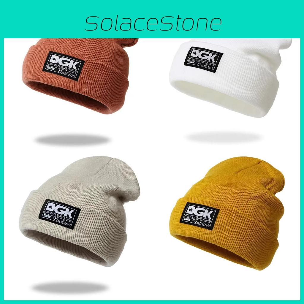 Knitted Hat For Adults With Alphabet Patch Windproof Warm Winter Headgear For Outdoor Skiing