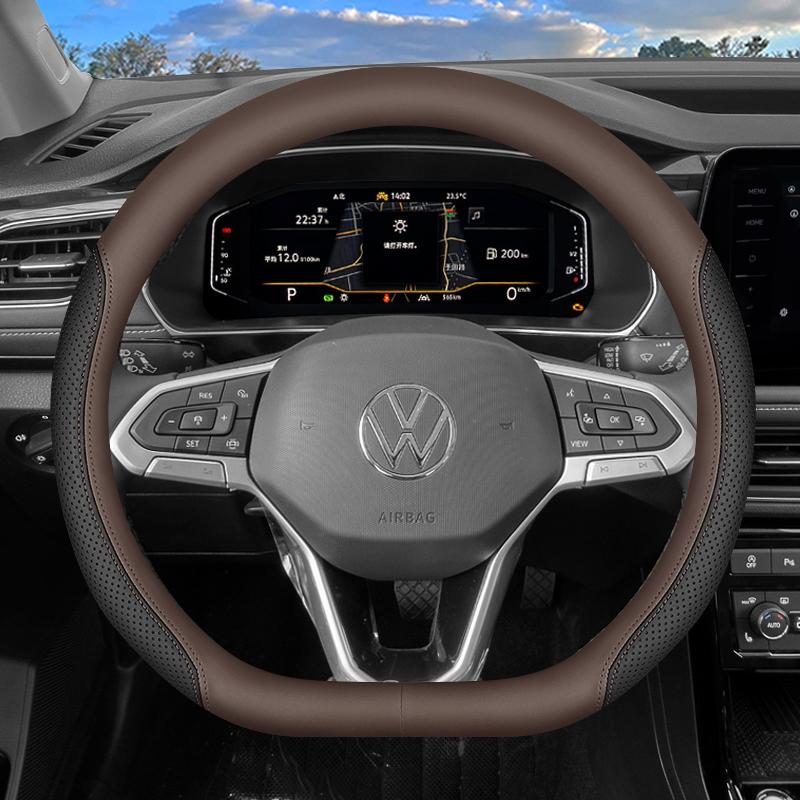 AABGI1 Leather Car Steering Wheel Cover for Volkswagen Tiguan T-roc T-cross Tayron Polo Id4 Caddy Atlas Crafter Virtus 2025 Accessories