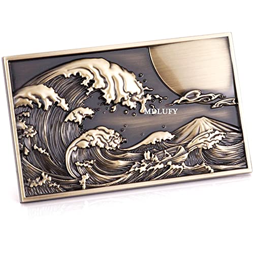 

MDLUFY Kanagawa Miura 3D Metal Car Label Ukiyo-e Style Square Car Emblem Motorcycle Car Decorative Emblem 7.8cm x 4.8cm коричневый