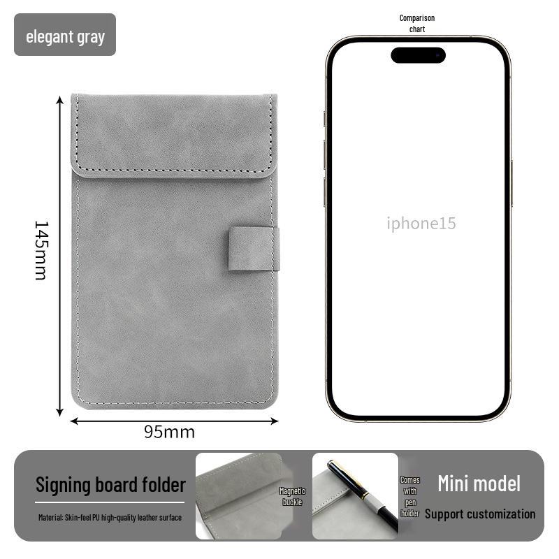 A4 Leather Meeting Pad with Magnetic Clip - Customizable Logo Office Folder and Signature Pad
