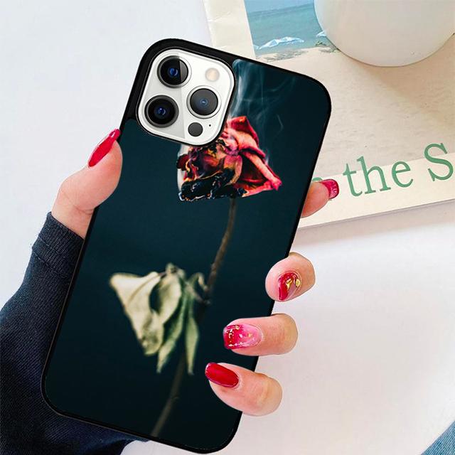 Autumu Burning Love Rose Phone Case Cover for iPhone 17 Air 16 16e 15 12 11 13 14 Pro Max Apple Plus Coque