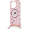 Karl Lagerfeld Klhmp15Lhckcklcp Iphone 15 Pro 6.1 Różowy/Pink Hardcase Iml Crossbody Monogram Karl & Choupette Head Magsafe