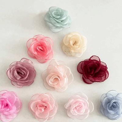 Elegant Cloth Organza Flower Handmade DIY Organza Roses 3D Design Handmade Brooch Prom Party