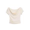 2025 Women's Trendy Slim-Fit One-Shoulder Cowl Neck Short Sleeve Summer Top