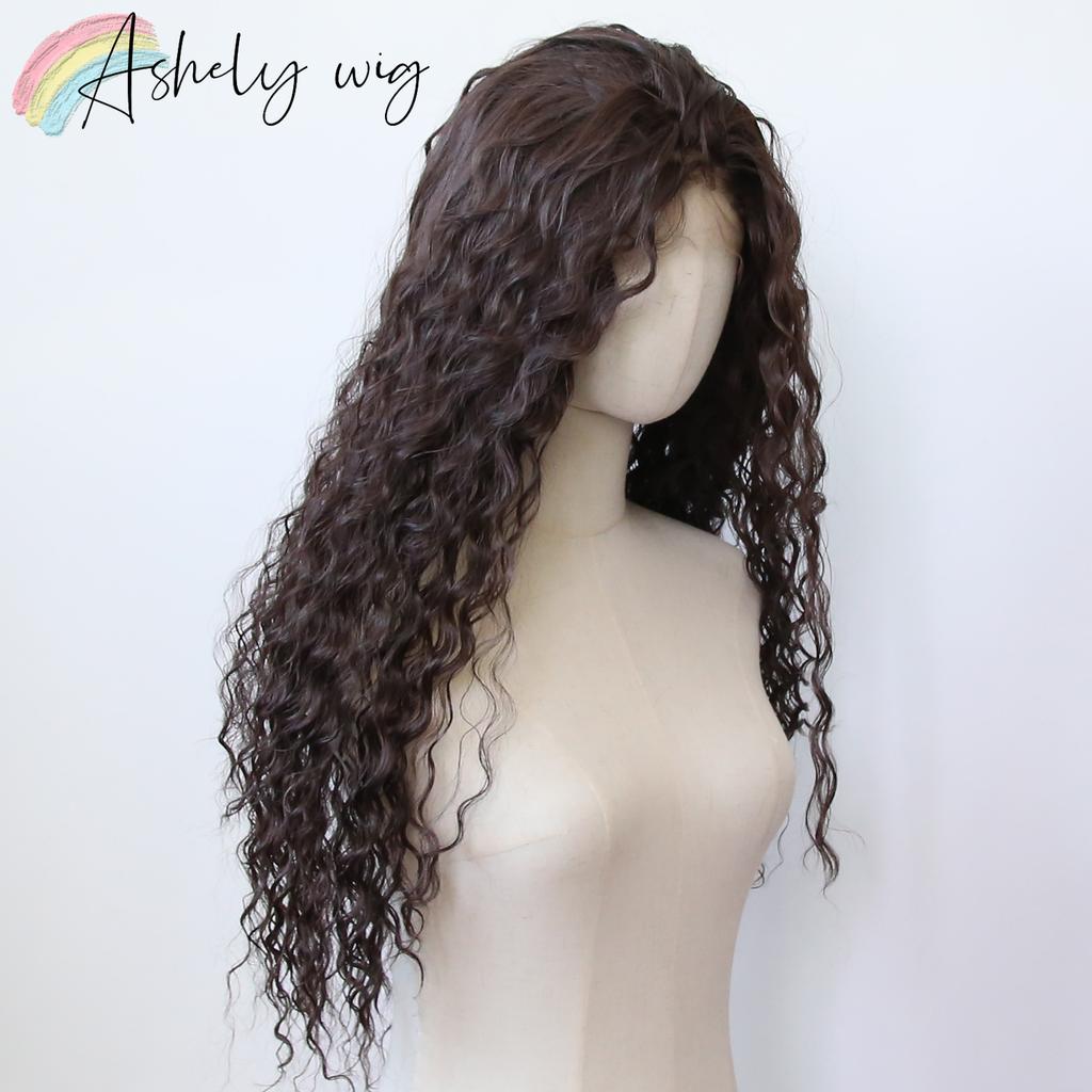 Brown Wig Curly 13x4 Lace Front Wig for Women Long Wave High Quality Dluess High Temperature Fibers Synthetic Lace Front Wigs