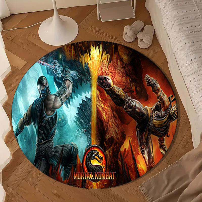 Powerful Warrior Kombat Round Rug for Livingroom,Bedroom, Palyroom, Chair Rug, Area Rug, Circle Carpet, Large Size Fan Christmas Gift