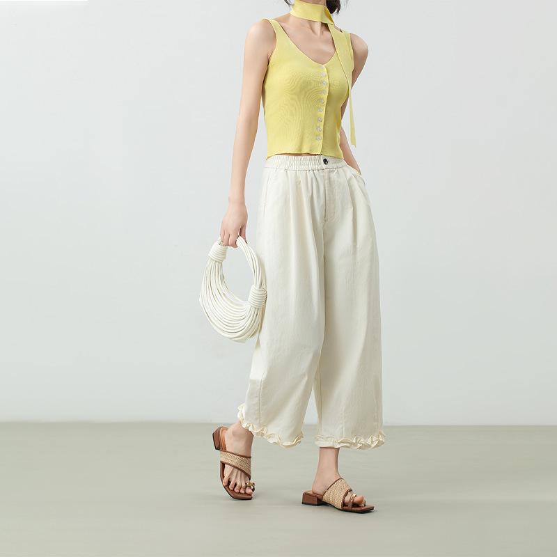 

Petite Women s Spring 2026 Ruffle Lace Wide-Leg Pants XL off білий колір