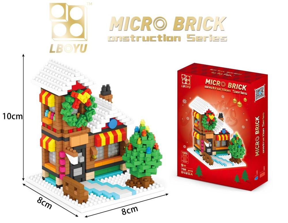 698pcs+ Christmas Santa Claus Building Blocks Snowman Figure Church Tree Deer Mini Bricks Toys for Children Christmas Gift