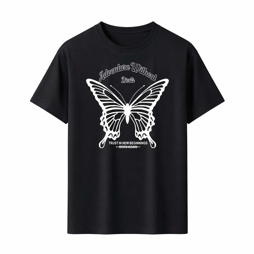 

Adventure Without Limits Butterfly T-Shirt Trust New Beginnings Born Again Graphic Tee Inspirational Men Women Summer Top - M... S разноцветный