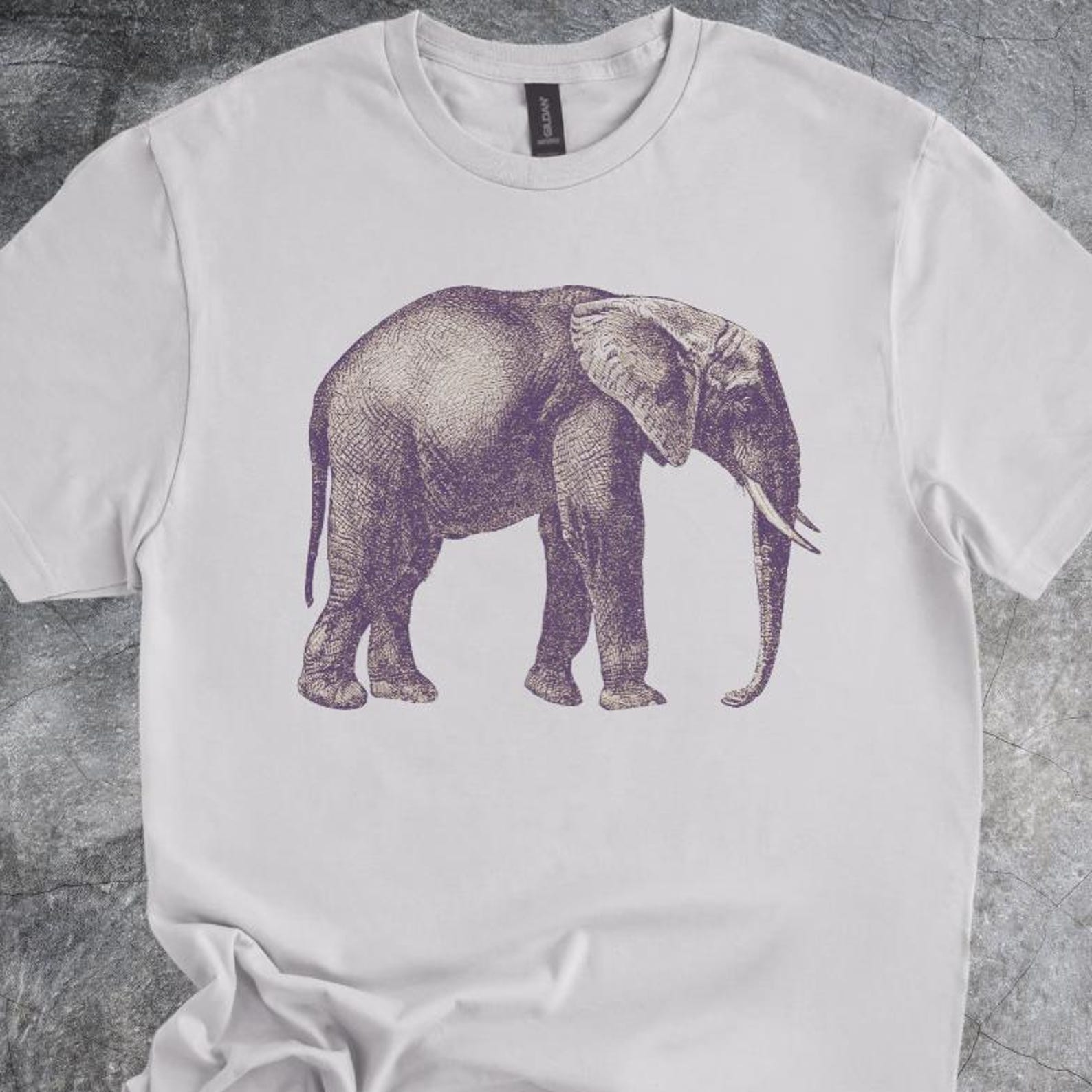 Elephant Shirt Wildlife Animal Graphic Safari Style Nature Art Tshirt Illustration Gray 130