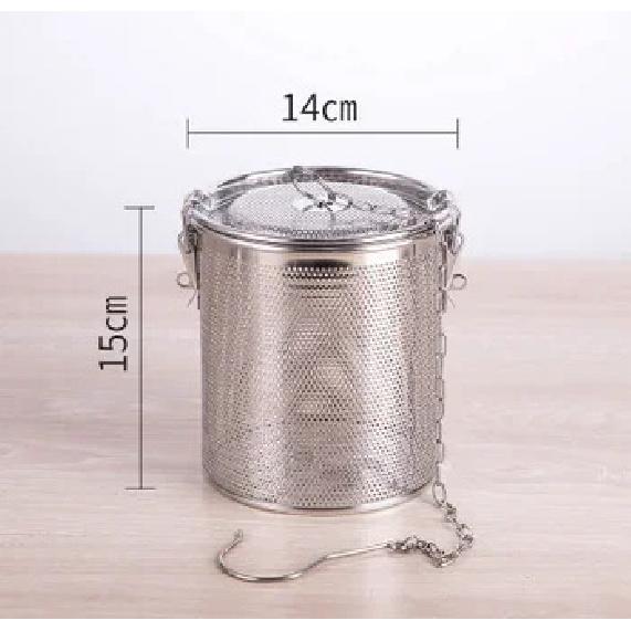 Big Stainless Steel Fine Mesh Strainer Gravy Soup Taste Spice Box Basket Brine Hot Pot Slag Separation Colander Strainers Basket