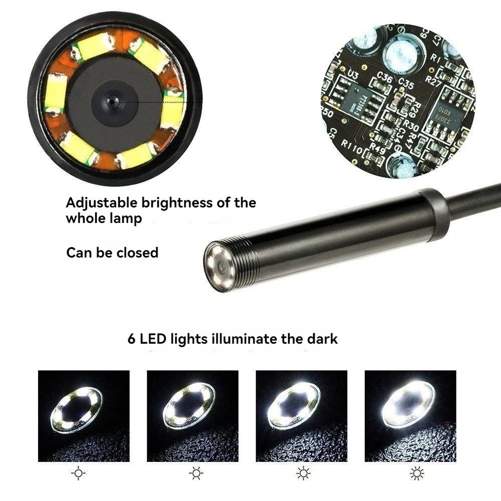 6 LED světel Typ-C Endoskopická kamera IP67 Vodotěsný Mini Endoskop Android Zařízení