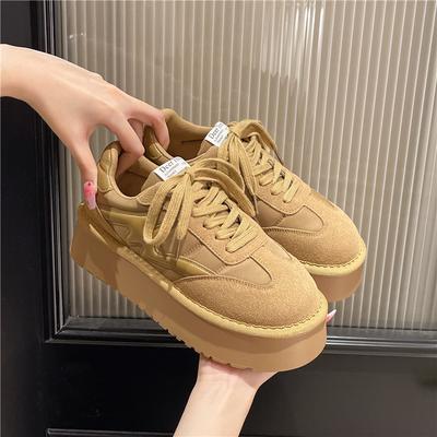 Nischen-Plateau-Plateauschuhe 2024 Herbst Neues Retro-Matt-Design-Gefühl für alle lässigen Schnür-Sneaker