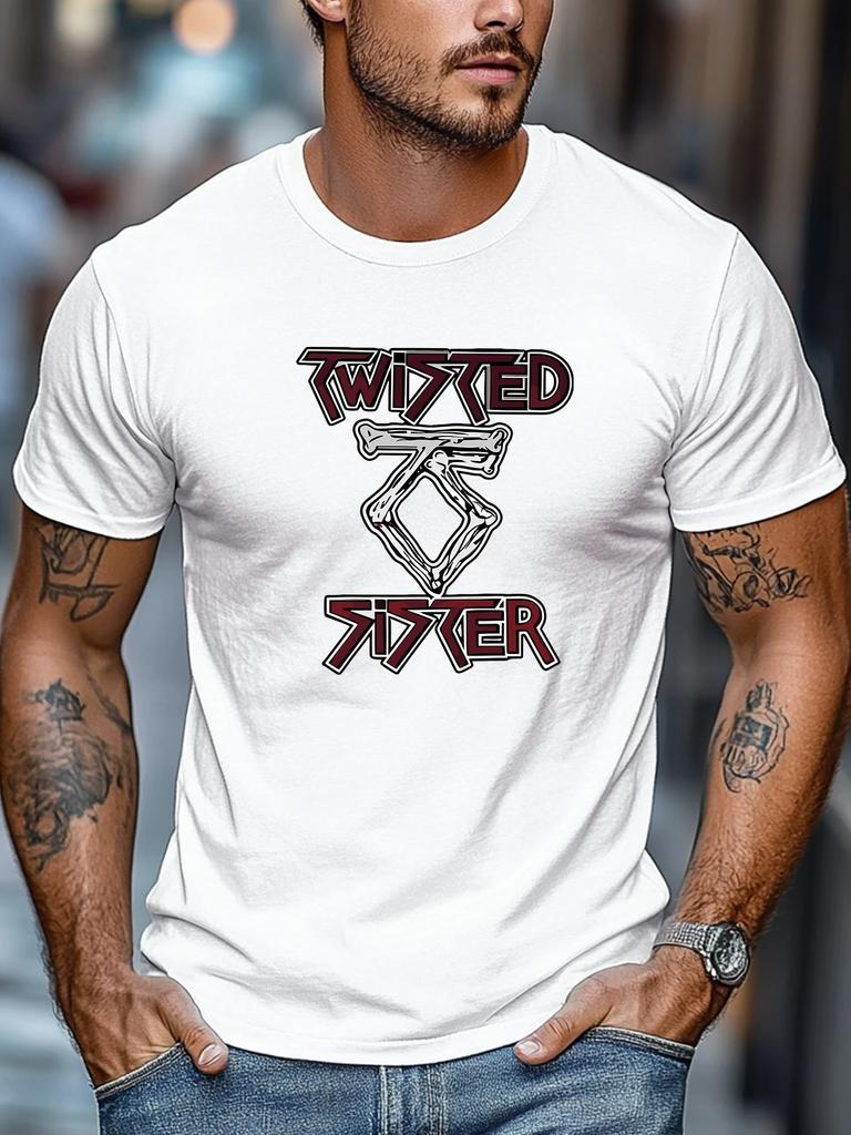 Mens tshirts100 Cotton Twisted Sister Graphic Summer Soft Round Neck Casual Breathable Tee Daily Wear Tops