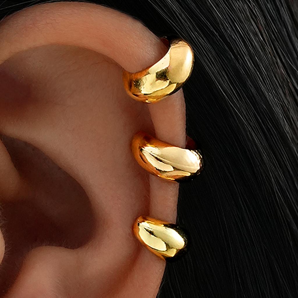 3Pcs/Set Fashion C Shape Round Ear Clip Earrings for Women Vintage Punk Geometric No Piercing Cuff Earrings Daily Jewelry 2026