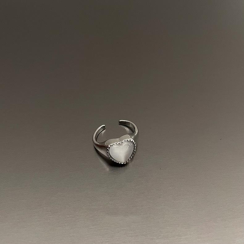 Moonstone Heart Adjustable Women s Ring - Light Luxury, Versatile, Trendy Fashion Accessory Adjustable Open