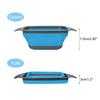 uxcell Folding Colander, Silicone Square, Foldable Strainer with Handle, Space-Saving, for Pasta, Vegetables, and Fruit, Blue, Small