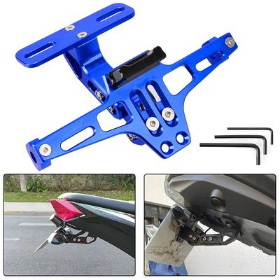 CNC Aluminum Motorcycle License Number Plate Holder Frame Adjustable with LED Light Moto Accessories Turn Signal Light Bracket