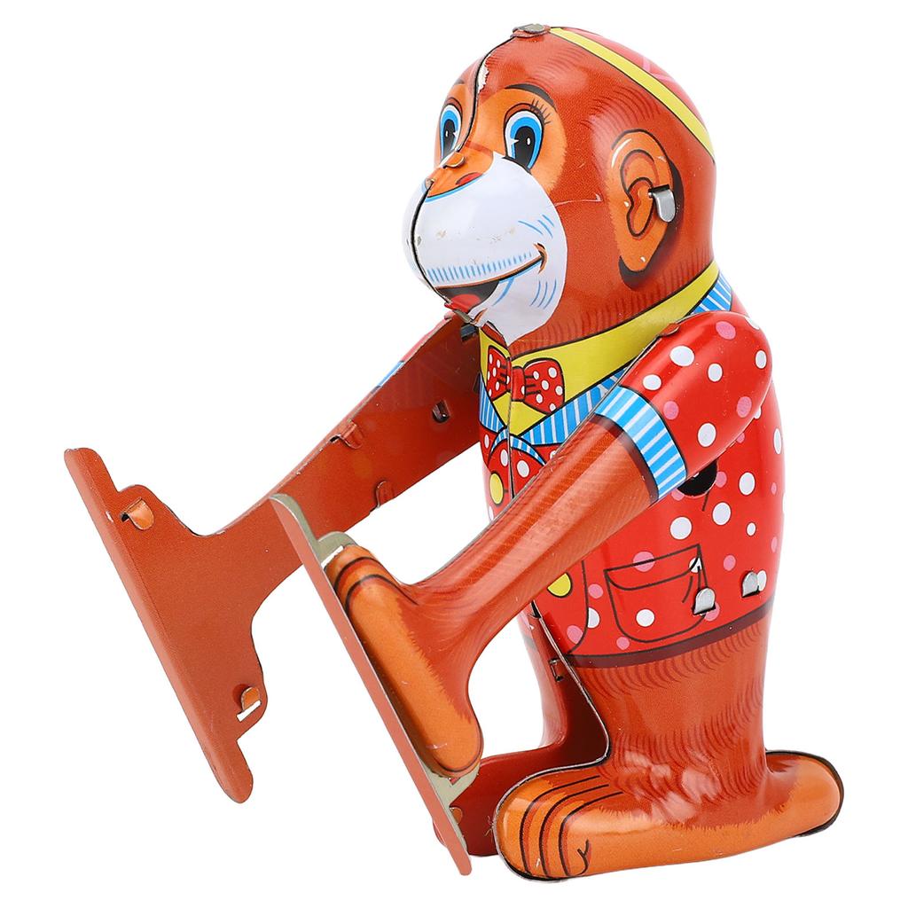 Retro Clockwork Tin Toy Handmade Fine Workmanship Wind Up Tumble Monkey for Collection Present