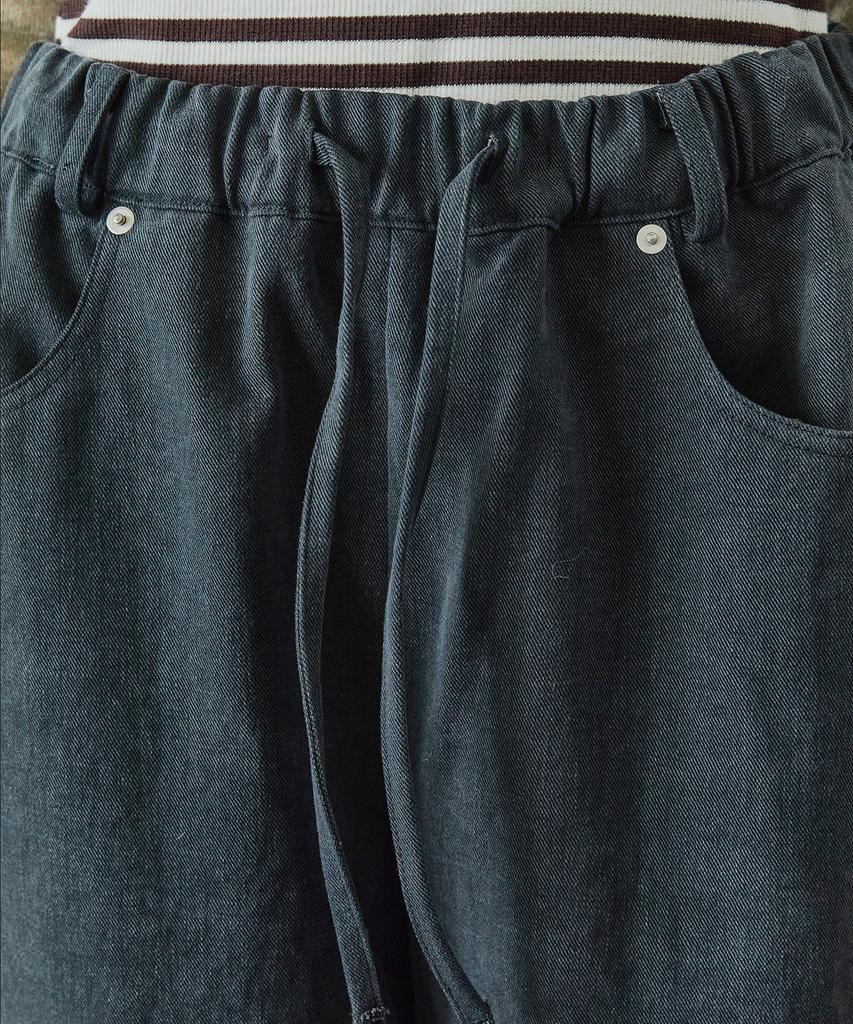 IHR Denim Detail Elastic Waist Pants / Washed Charcoal