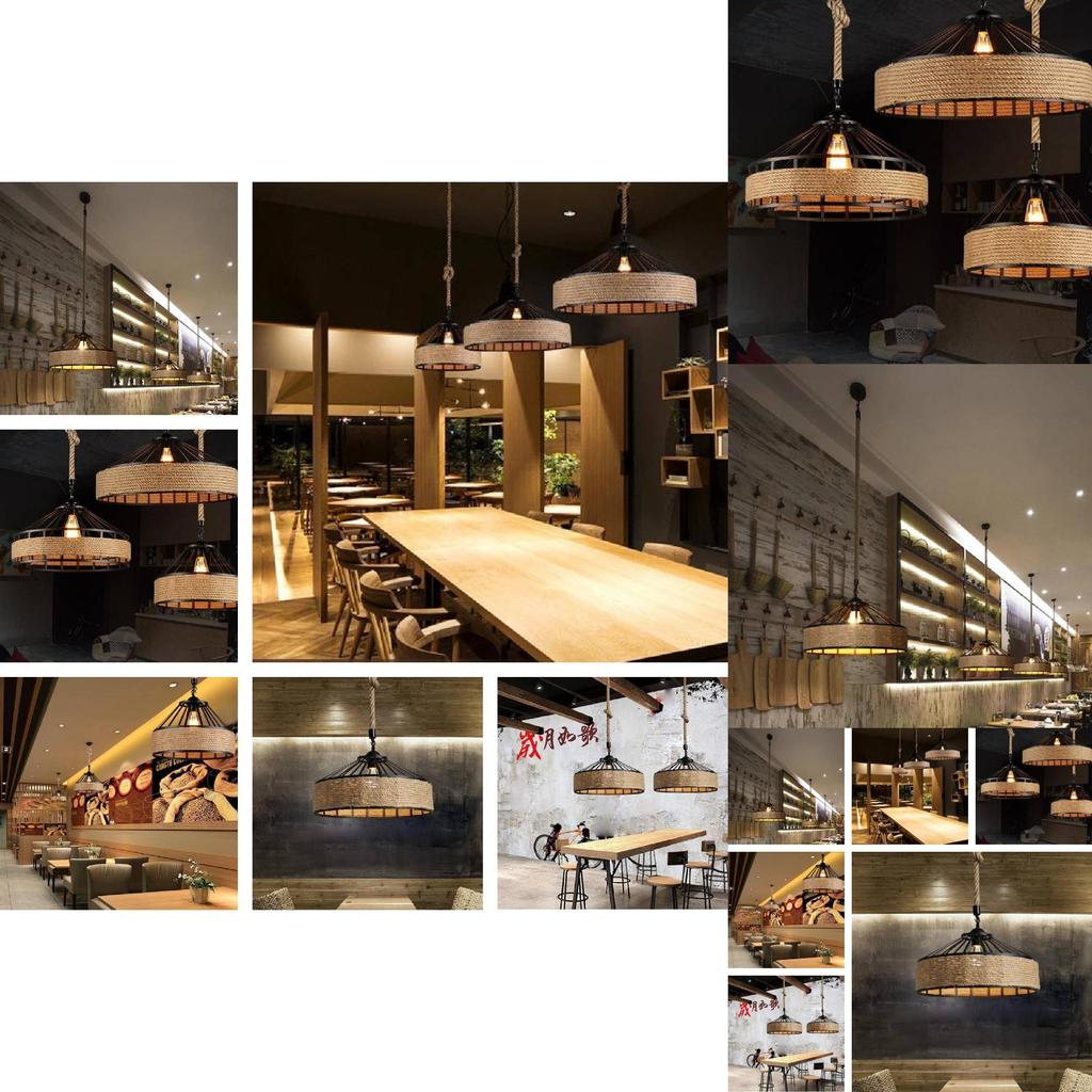 Vintage American Country Rope Pendant Light For Rustic Dining Room And Cafe Decor