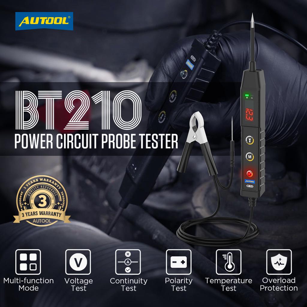 AUTOOL BT210 Car Circuit Tester Power Probe Car Diagnostic Tool Electric Voltage Integrated Scanner for 9-30V Car