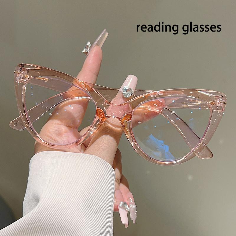 Oversized Cat Eye Reading Glasses Fashion Blue Light Blocking Optical Frames Trendy Stylish Design Presbyopic Eyeglasses