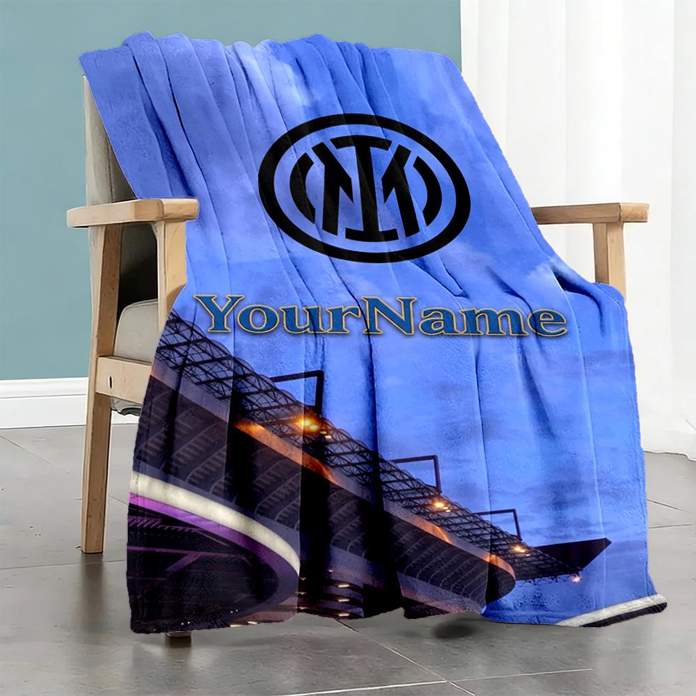 Inter Milan Personalized Name Blanket Throw Customizable Blanket Warmthful Decor Throw For Chair Couch Nap Picnics All-Season Use