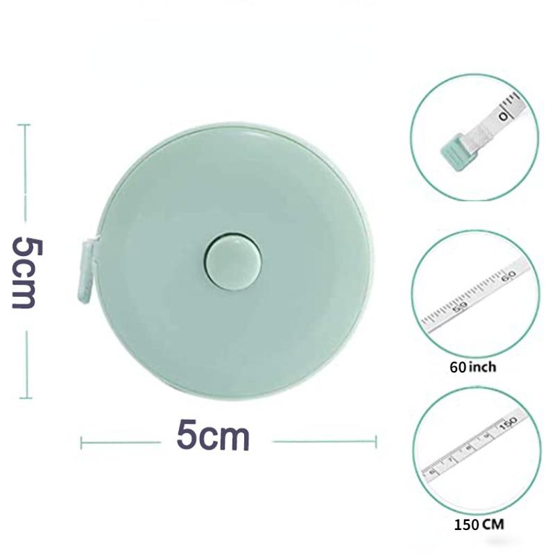 Solid Color Doubleside 150cm/60 Inches Retractable Tape Ruler with Buckle for Tailor Soft Ruler Dressmaking Sewing Accessories