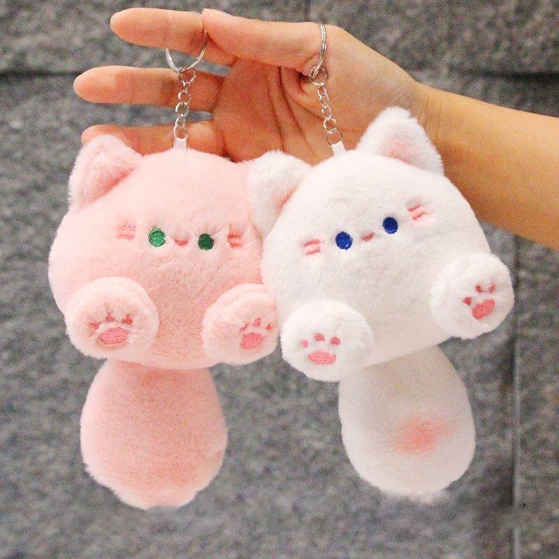 Cute Squeak Cat Series Plush Doll Keychain Backpack Pendant Squeeze The Tail For A Sound Trendy Toy Surprise Collect Girl Gifts