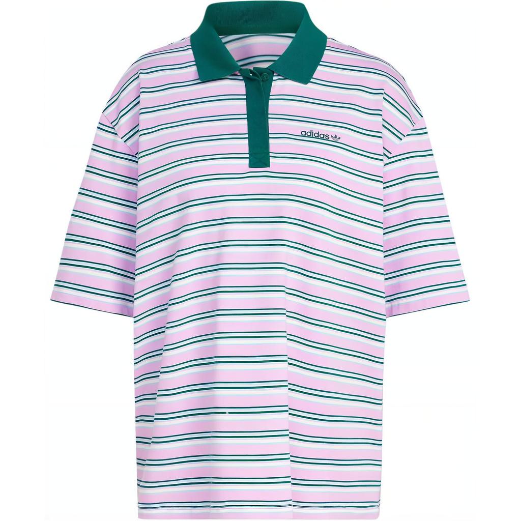 Adidas Striped Comfortable Casual Short Sleeve Polo Shirt Women Polo Shirts Light-Purple JC6165