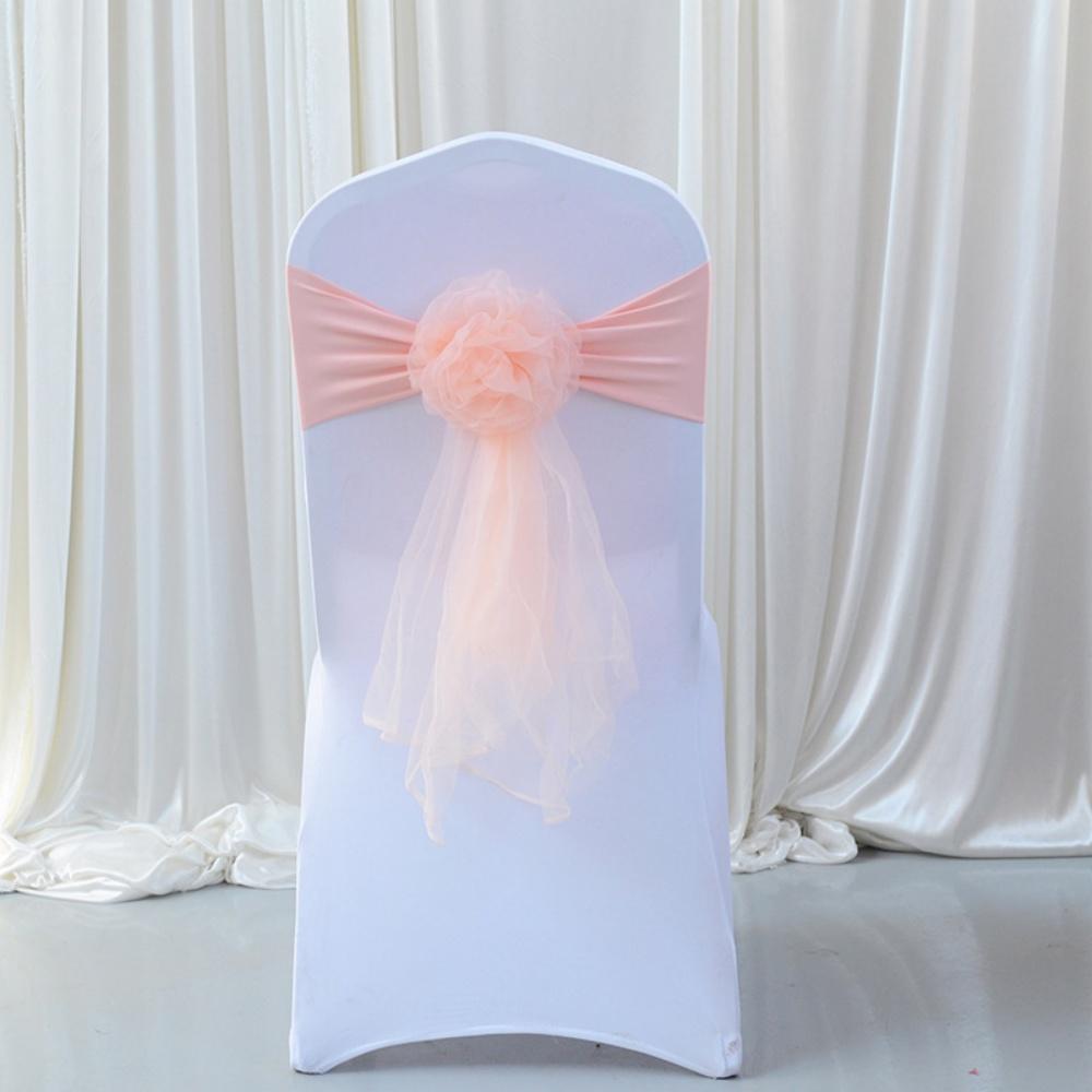 Organza Ribbon Decoration Polyster Flower Chair Back Strap Chair Sashes Romantic European Floral Sash For Chair Back Decor Event