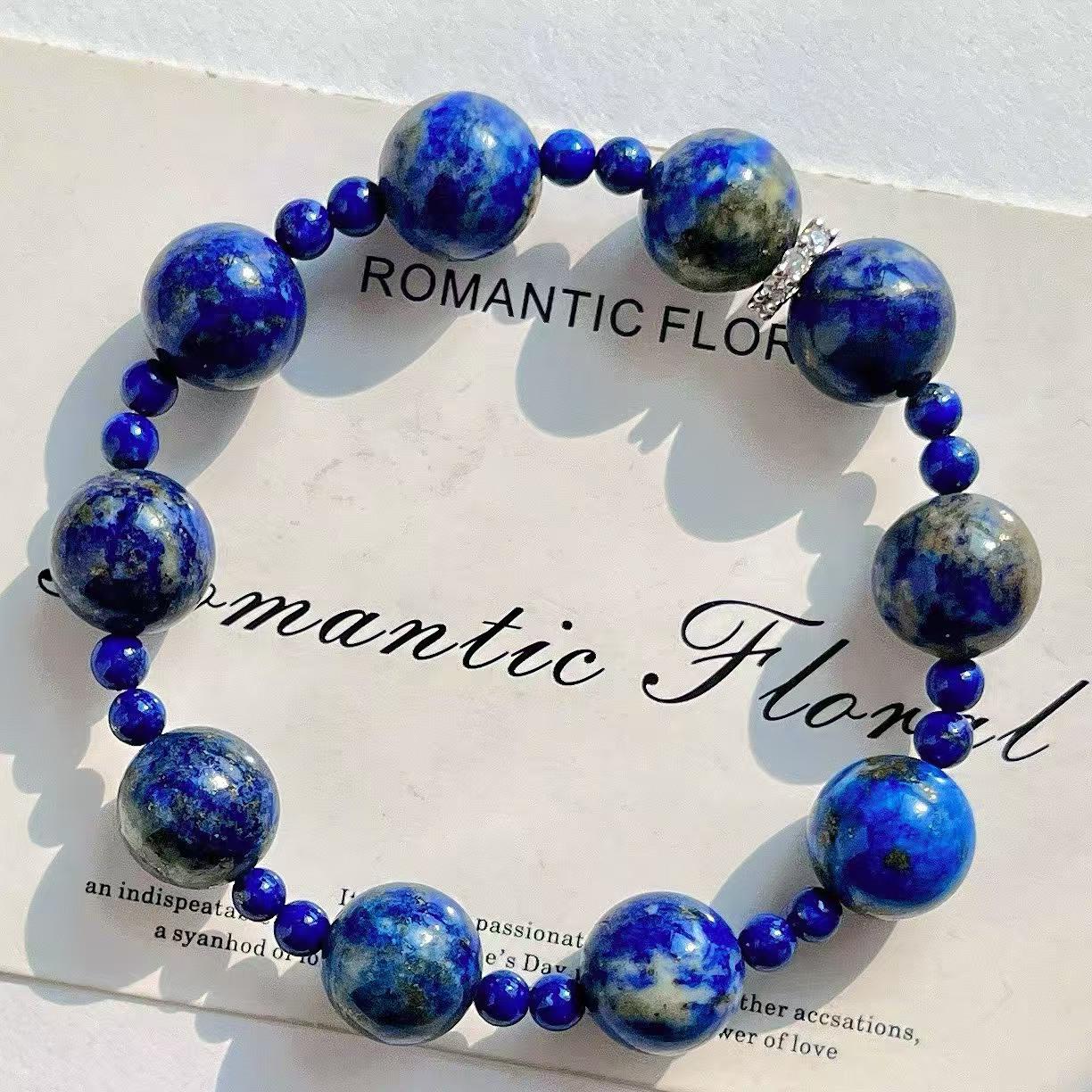 12Mm Retro Natural Lapis Lazuli Gypsy Star Bracelet Bracelet.
