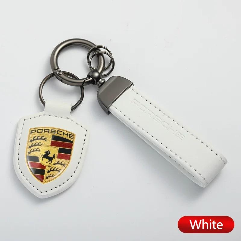 

Кожаный брелок для ключей Автомобильный брелок-подвеска Брелок для ключей Для Porsche Cayenne Panamera Macan 911 Taycan Boxster Cayman 918 Pajun