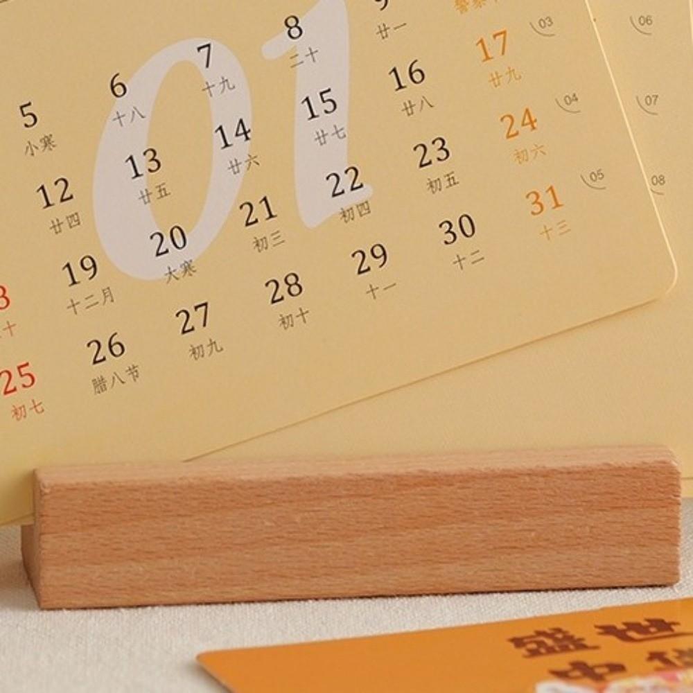 Paper Craft Mini Desk Calendar Wooden Stand Vase-Like Calendar Standing Desk Calendar  Office