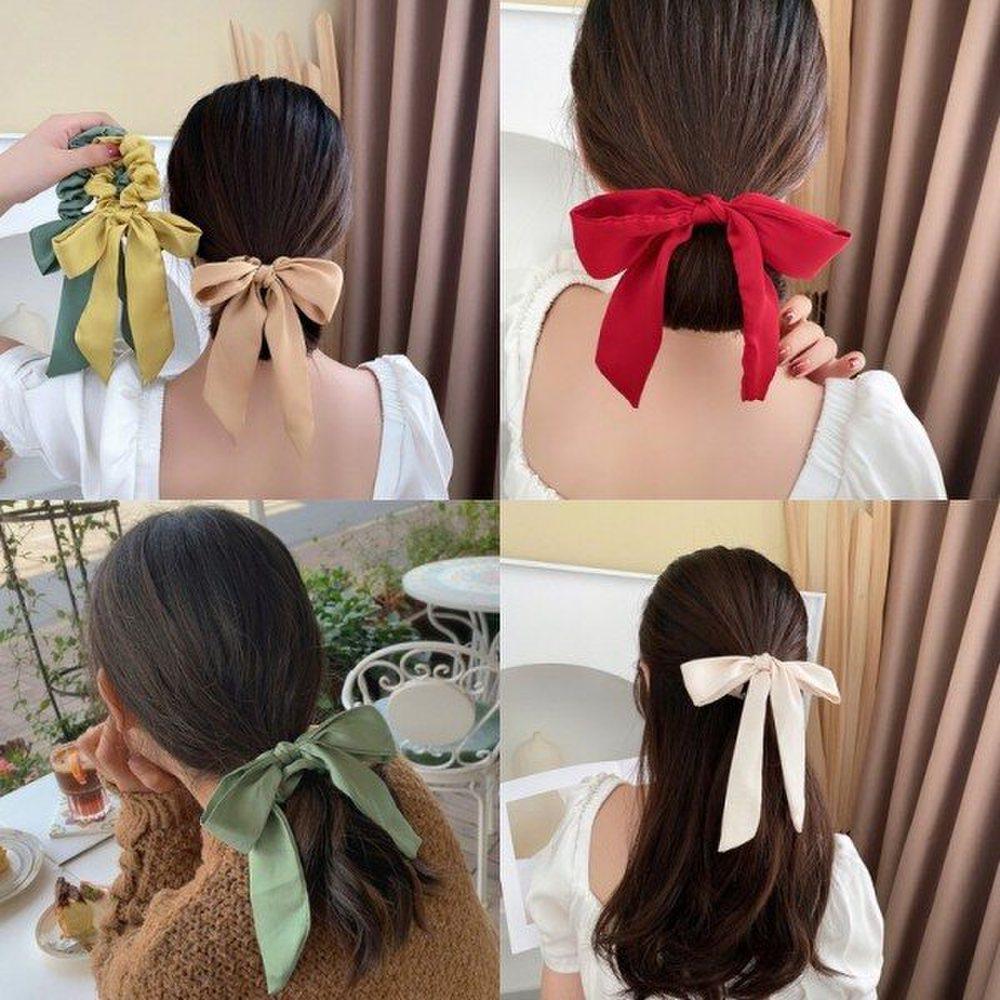 

Mno Сатиновый Длинный Ленточный Гопчанг Повязка для Волос 5 Цветов ivory