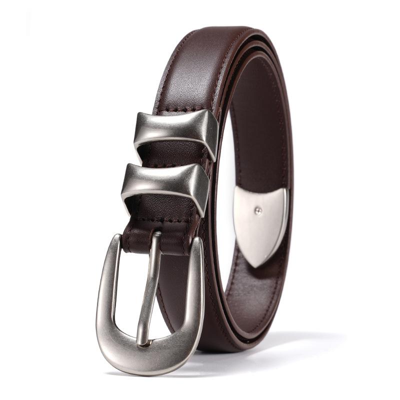 Women's Belt, Small Fragrant Style, High-end Simple Top Layer Cowhide Belt, Alloy Pin Buckle, Women's Decorative Casual Jeans Belt