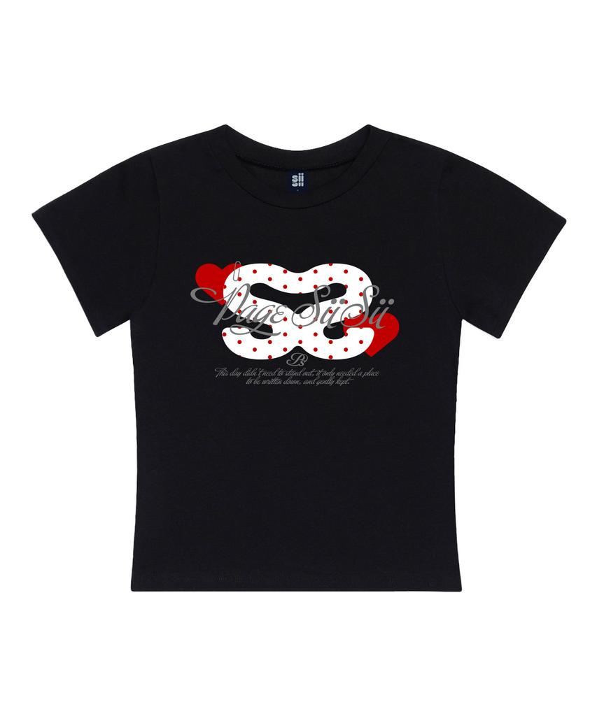 PAGESIISII Sisi Collage Print Slim Fit Short Sleeve T-Shirt Black