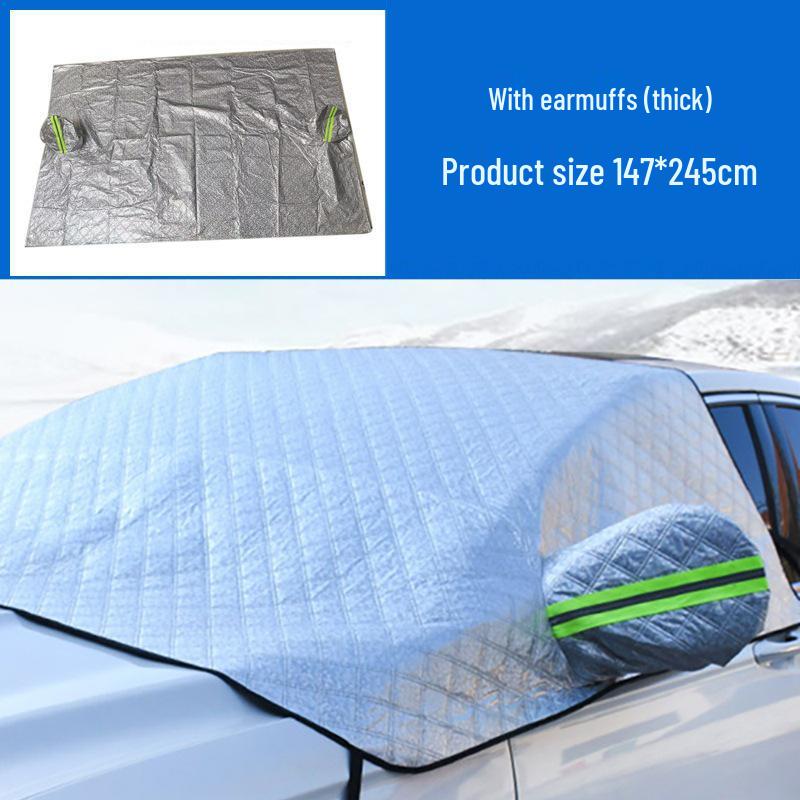 Double Layer Windproof Snow & Frostproof Car Sunshade Cover for Windshield & Half Body
