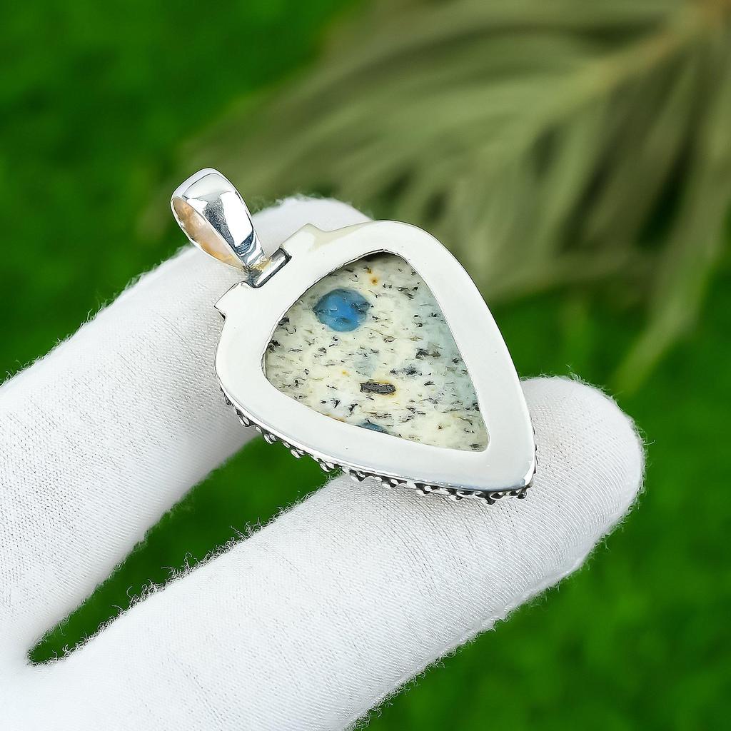 Mothers day Sale Pear K2 Jasper Gemstone Bezel Pendant Jewelry Sterling Silver