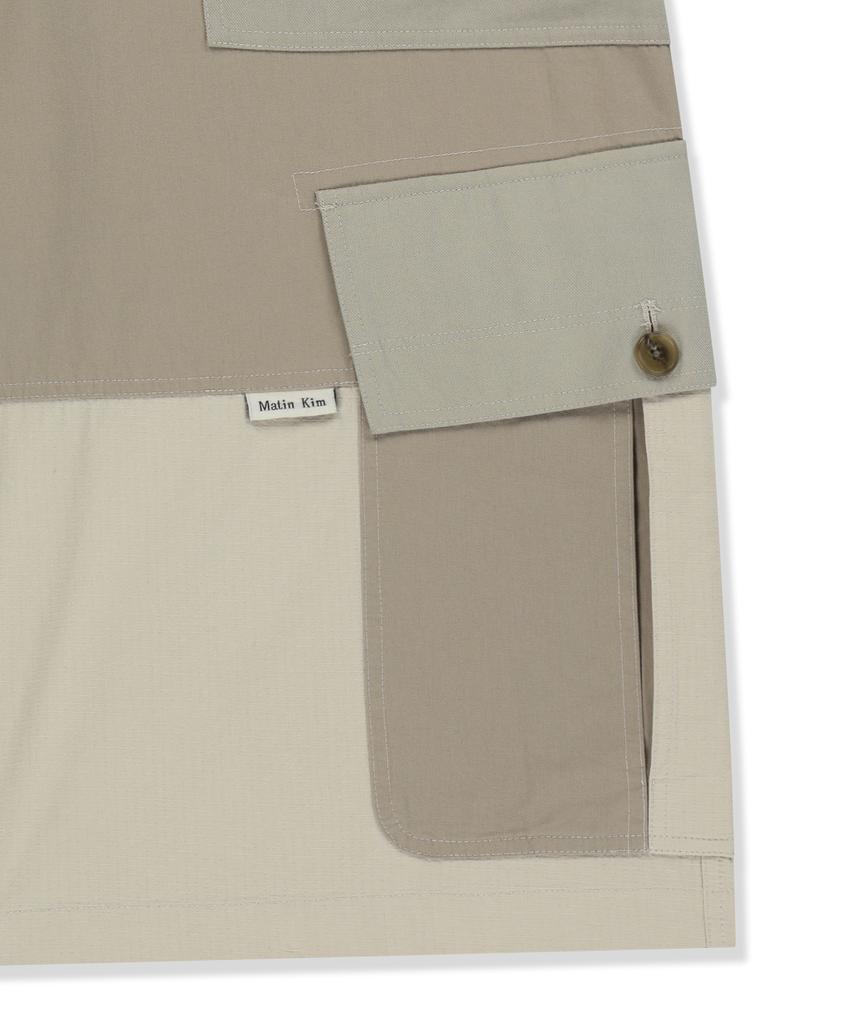 Mattengkim Patchwork Cargo Bermuda Pants For Men In Beige
