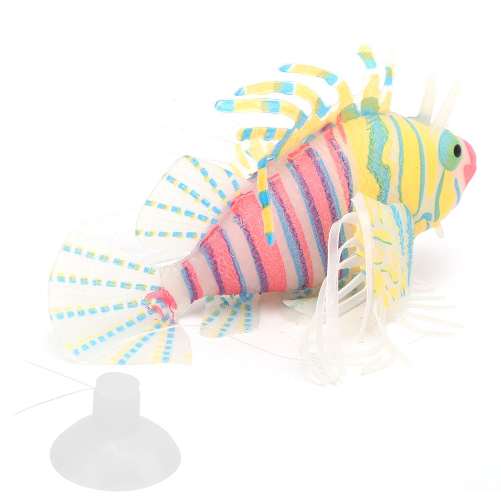 Lifelike Silicone Artificial Glowing Fish with Suction Cup for Aquarium Tank DecorationPink Orange
