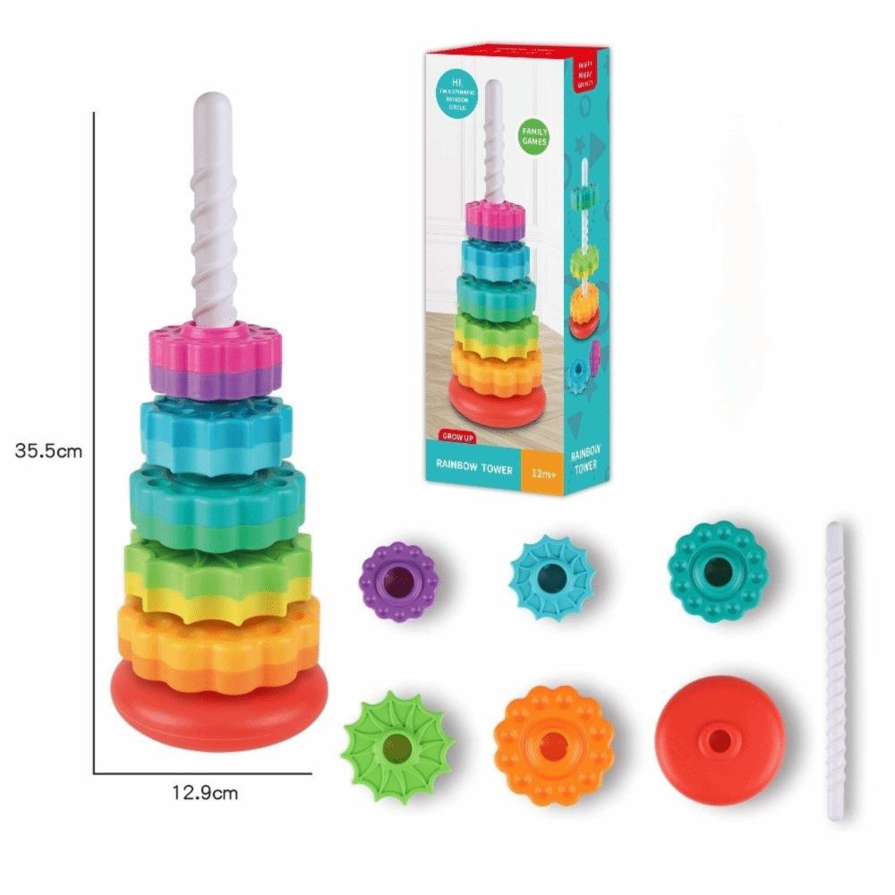 

Montessori Spinning Stacking Puzzle Intelligence Development Stacking Block Ring Wheel Toy Kids 5 Layers