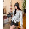 Korean Academy Style Round Neck Mushroom Stitch Knit Cardigan for Women - 2025 Spring/Autumn Loose Sweater Jacket