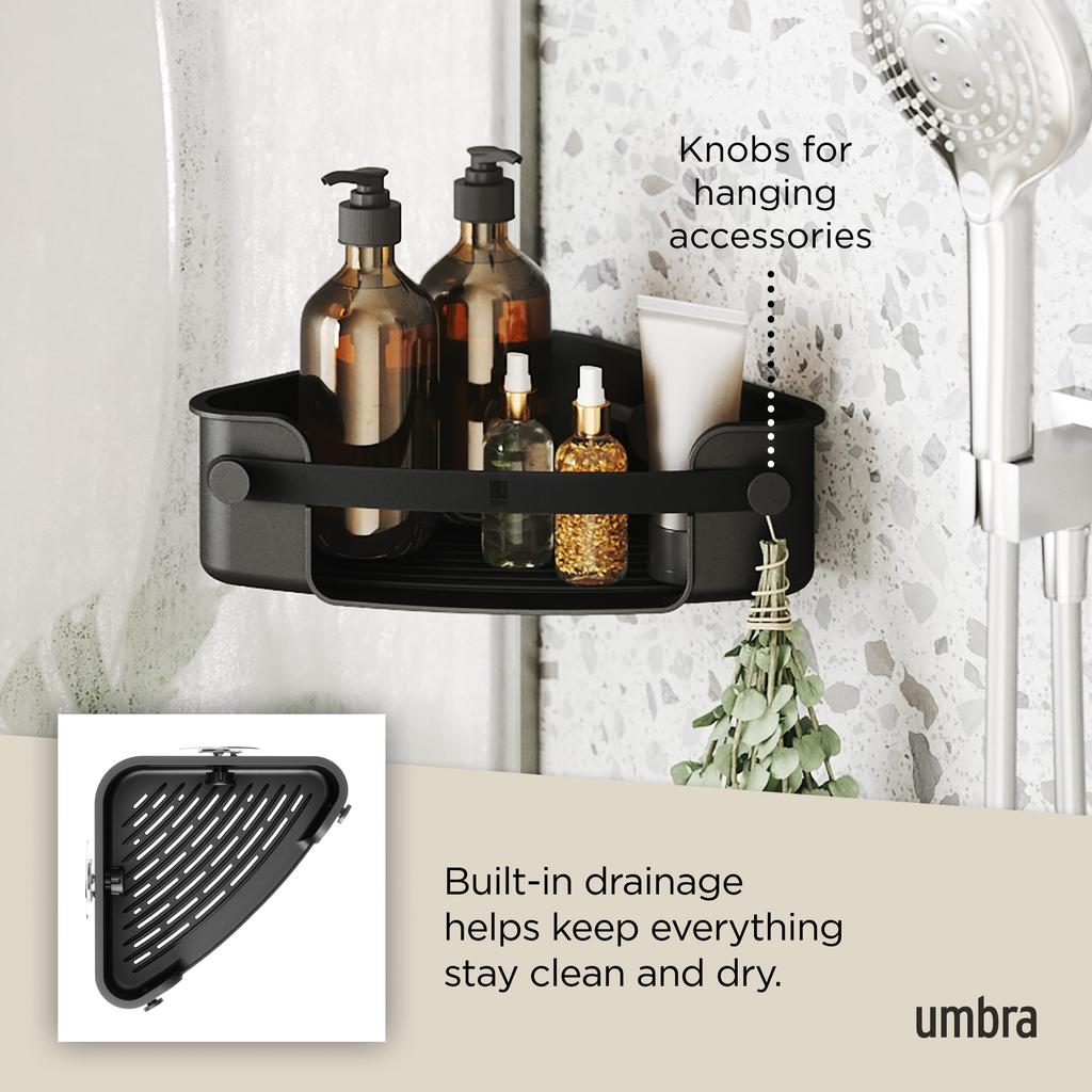 Official Umbra Flex Adhesive Corner Black Bin,