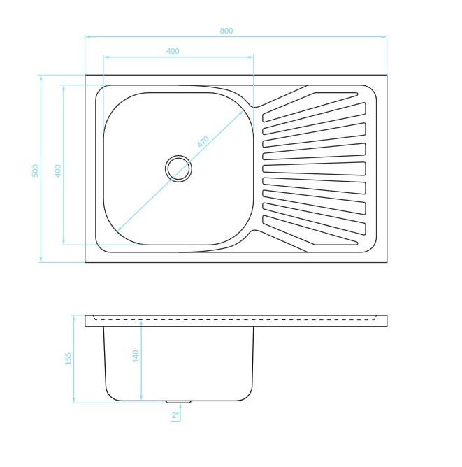 Single Bowl Metal Sink with Drainer