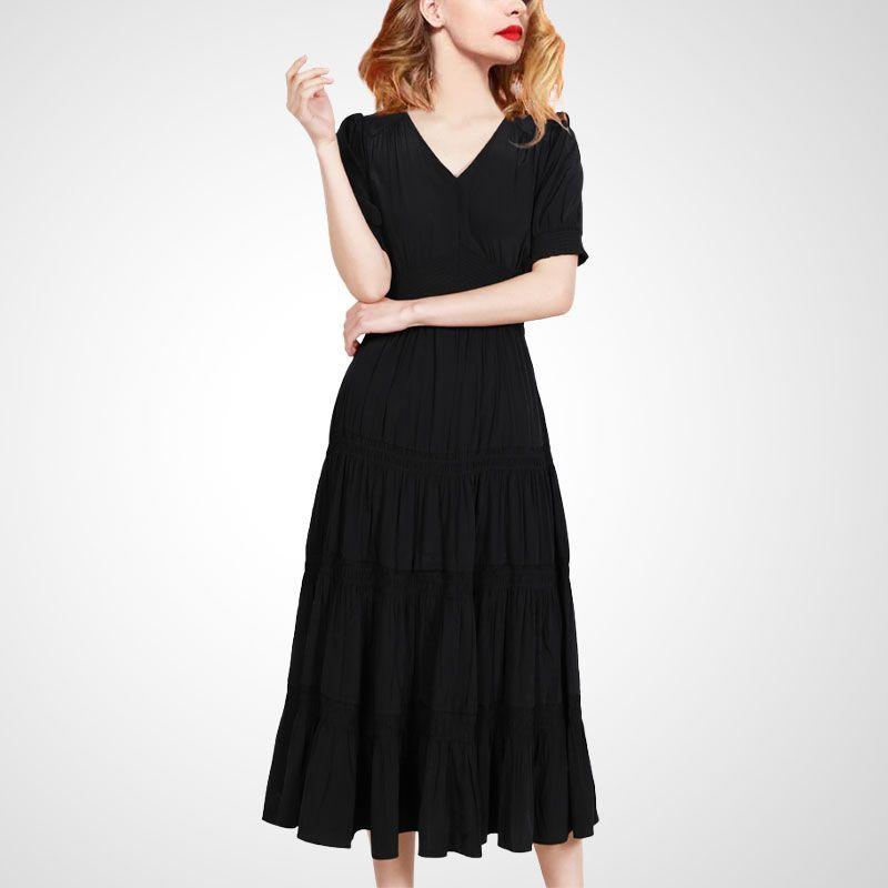 

Французский стиль Высокий класс Элегантный Деловой Темперамент Платье Женское 2025 Лето Новое поступление Мода Повседневный Зрелый Взрослый Дама как Женский Стиль Юбка Black- 2XL